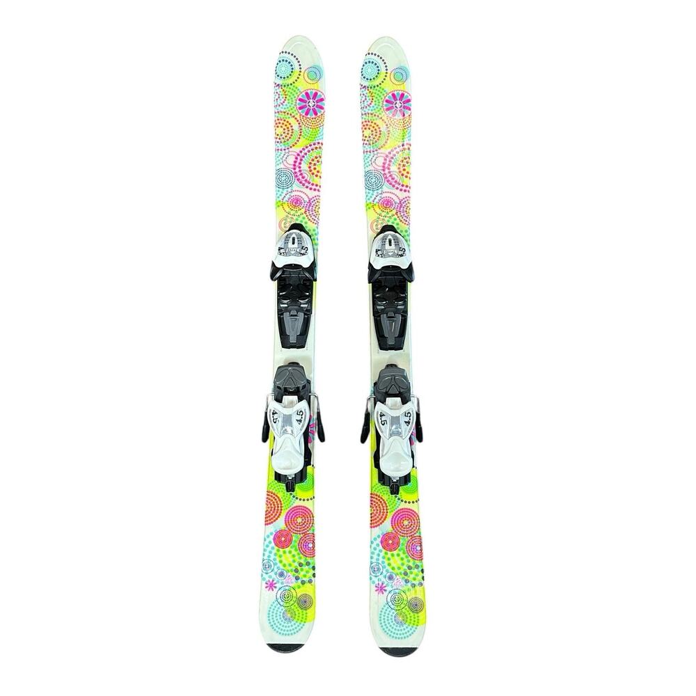K2 Luv Bug Flowers Skis with FasTrack2 4.5 Bindings Youth 2012 White Pink Yellow